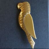 SOLD. A Gold Series Parrot Brooch by Lea Stein - 1970s Parrot Pin
