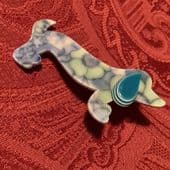 SOLD. A Liberty Floral Dachshund  Brooch by Lea Stein Paris