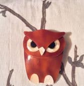 SOLD. Buba The Owl - Brooch by Lea Stein of Paris Hey  Brown Owl!