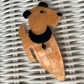 SOLD. Dog Brooch -Ric by Lea Stein Paris - Apricot Dog Pin