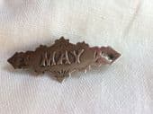 Sold. MAY -Silver Name Pin - - Late Victorian Chester Hallmark 1900