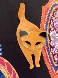 SOLD. Pale Orange Cat Pin by Lea Stein of Paris- - Attila the Cat