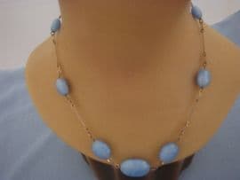 Something Blue....Satinglass and Rolled Gold Wire Necklace Circa 1930s (SOLD)