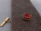 Sophos Vintage Tie Tack - Gold Plated with Red Jewel circa 1960s - 70s (SOLD)