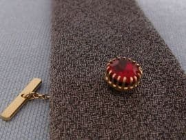 Sophos Vintage Tie Tack - Gold Plated with Red Jewel circa 1960s - 70s (SOLD)