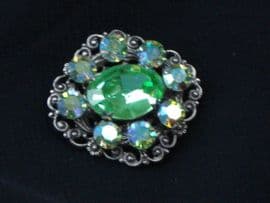 Sparkly Green Austrian Crystal Brooch 1950s (SOLD)
