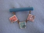 Stamp Collection - 1930's 1940s Early Plastic and Enamel Brooch  (SOLD)