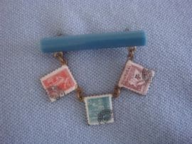 Stamp Collection - 1930's 1940s Early Plastic and Enamel Brooch (SOLD)