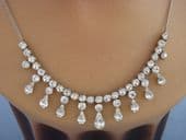 Sterling Silver and Diamante Necklace- 1950s Necklace suitable for a Bride (Sold)
