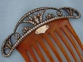 Stunning Silver, Paste and Horn Hair Comb - Early 20th Century  (SOLD)