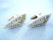 Stylish 1970's Sterling Silver Cufflinks with Engraved Decoration (SOLD)