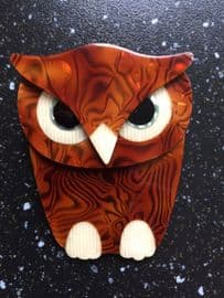 Super Buba The Owl - Brooch by Lea Stein of Paris - Hey Brown Owl! (SOLD)