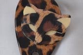 Super Leopard Print Cat Pin by Lea Stein - - Attila the Cat (Sold)
