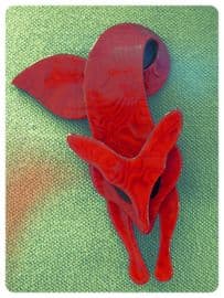 Super Red Fox Brooch - SIgned Lea Stein Fox Pin in Watermarked Silk Look (SOLD)
