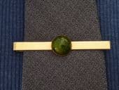 Swank USA Gold Plated Tie pin with Green Bakelite Decor