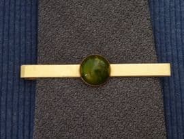 Swank USA Gold Plated Tie pin with Green Bakelite Decor