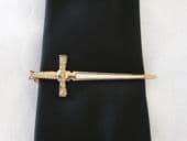 Sword Tie Clip - Vintage Stratton 1960s - Gold tone with Mother of Pearl
