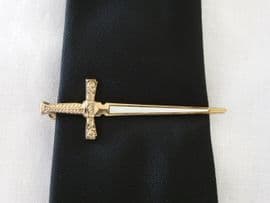 Sword Tie Clip - Vintage Stratton 1960s - Gold tone with Mother of Pearl