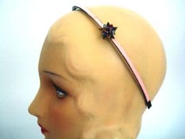 Teeny, Tiny Flower - Vintage Jewelled Flower Pin on New Pink Sparkle Hair Band