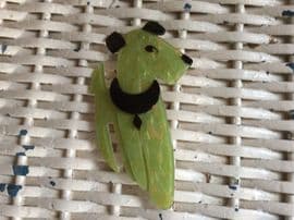 Terrier Dog Brooch (SOLD) -known as Ric- by Lea Stein Paris in Green and Gold colour