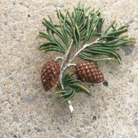 The Larch Tree with Pine Cones & Needles Pin 1960s signed Exquisite Brooch - (SOLD)