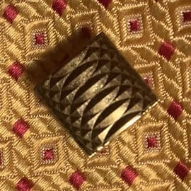 Tie Pin - 1970's Tie Tack with Engine Engraved Design , Gold Plated Metal