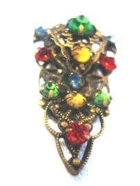 Tiny Little Jewelled Bohemian Dress Clip - 1920's/1930's Costume Jewellery (SOLD)