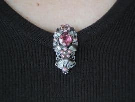 Tiny Pink 1920's/1930's Chrome Dress Clip SOLD