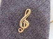Treble Clef Tie Tack in 9 Carat Gold - Italian made tie pin (SOLD)