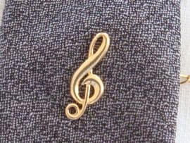 Treble Clef Tie Tack in 9 Carat Gold - Italian made tie pin (SOLD)