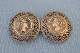 Two Part Silver Buckle- Classical Ladies' Heads - 19th Century Continental European