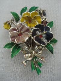 Unusual 1960's Pansy Brooch signed Exquisite (SOLD)