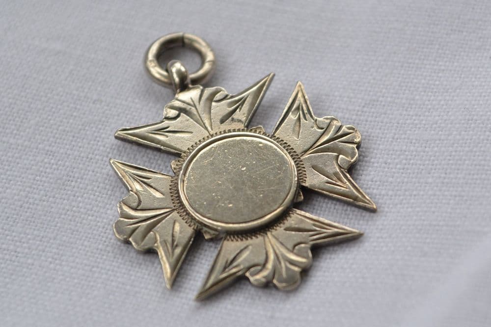 Unusual Edwardian Silver Medallion Fob in Maltese Cross Shape ...
