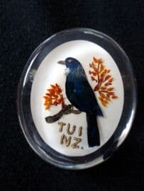Unusual Vintage Reverse Carved Lucite Bird Brooch from New Zealand (SOLD)