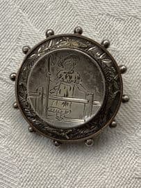 Victorian 19 th Century Locket Back 'MARY' Brooch with Shepherdess Design