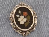 Victorian Brooch - 19th Century Peitra Dura Brooch in Sterling Silver (sold)