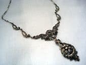 Victorian Revival Silver and Marcasite Necklace from the 1930's (Sold)