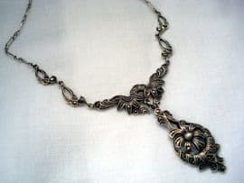 Victorian Revival Silver and Marcasite Necklace from the 1930's (Sold)