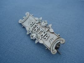 Victorian Silver Name Brooch - BERTHA - Chester 1898 SOLD