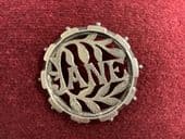 Victorian Silver Name Brooch Circa 1880s - JANE