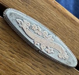 Victorian Silver with Rose Gold Name Brooch  - ALICE - 1894