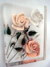 Vintage 1940's Reverse Carved Lucite Roses Brooch with maker's signature! (SORRY SOLD)