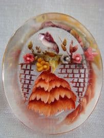 Vintage 1940s Crinoline Lady Brooch - Reverse Carved Lucite Vintage Pin