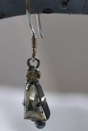 Vintage 1940s Diamante Drop Earrings on New Sterling Silver Earwires