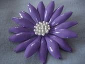 Vintage 1960's Flower Brooch in Purple and White (SOLD)