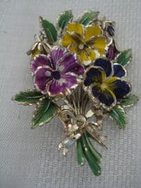 Vintage 1960's Large Size Pansy Brooch signed Exquisite (SOLD)