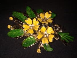 Vintage 1960's Primrose Brooch in Cold Enamel signed Exquisite (SOLD)