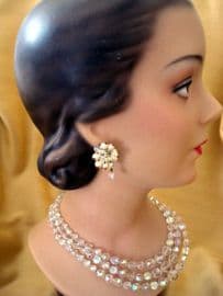 Vintage Austrian Crystal Necklace and Earclips - late 1950's/Early 1960's (SOLD)