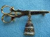 Vintage Brooch - Scissors and Thimble (SOLD)