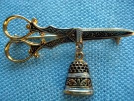 Vintage Brooch - Scissors and Thimble (SOLD)